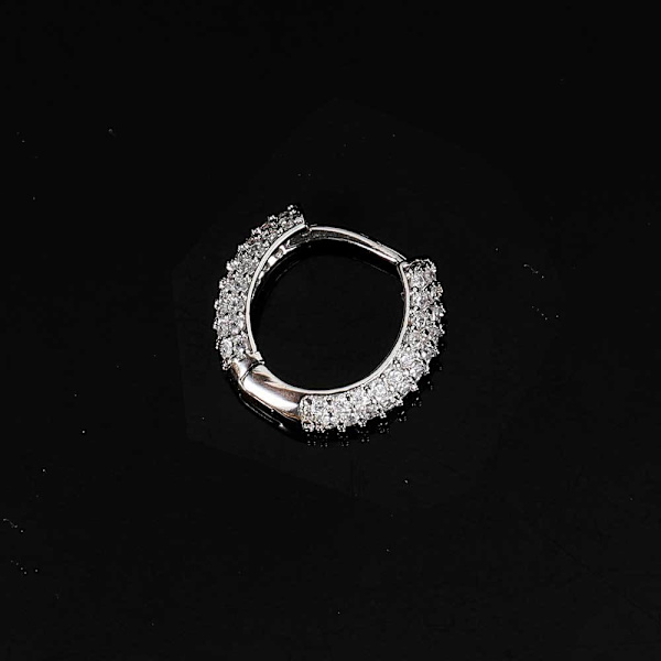 4K Gulpläterad Sterling Silver Post Pave Cubic Zirconia Huggie Ho