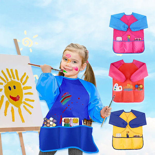 4st vattentätt lekförkläde för barn för toddler med 3 rymliga po