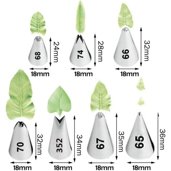 7-delt kagedekorationsæt med rustfrit stål sprøjtetuller til kage
