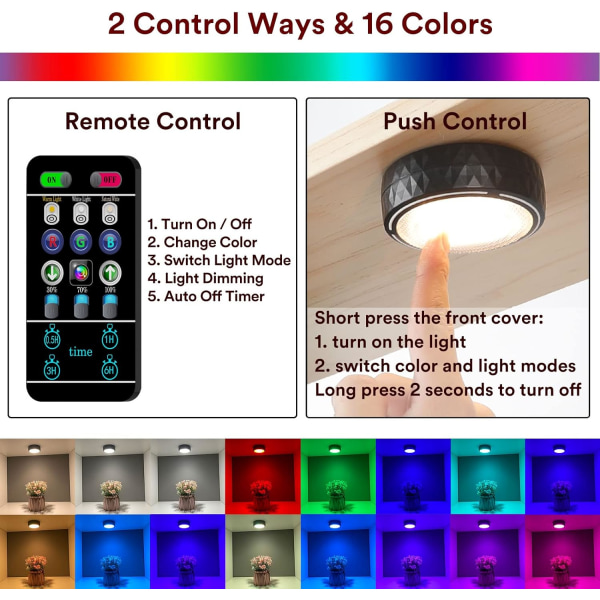 Batteridriven garderobslampa RGBW 16 färger Dimbar garderob LED