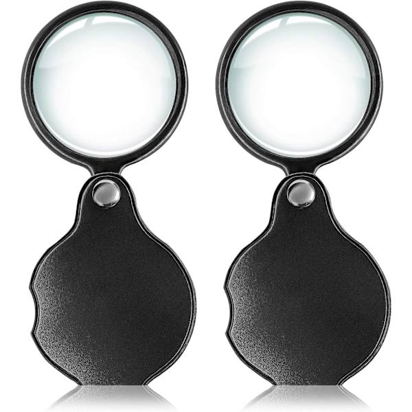 2 Pak 10x Lille Lommeforstørrelsesglas Premium Foldbar Mini Forstørrelsesglas