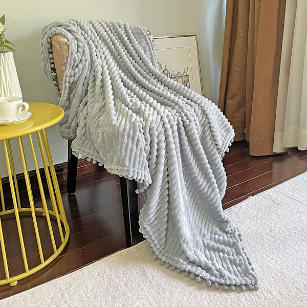 Fleece Tæppe Dobbelt Størrelse – 51x59, Grå – Blød, Plys, Fluffy, Fuz