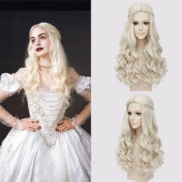 Eventyr i Spejlet Hvid Dronning Paryk Hvid Langt Hår Cosplay
