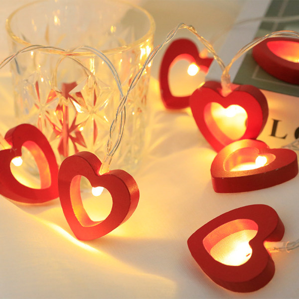 Valentinsdag Træhjerte Lysstreng LED Feelygthængende