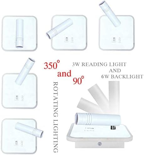 LED Vegglampe, 9W, Sengelampe med USB-lading