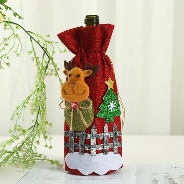 4 julpartytillbehör juldekorationer Tomte vinförpackning