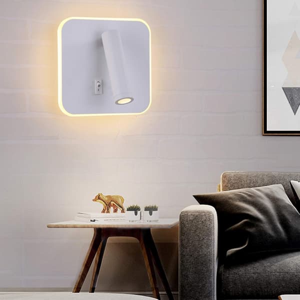 LED Vegglampe, 9W, Sengelampe med USB-lading