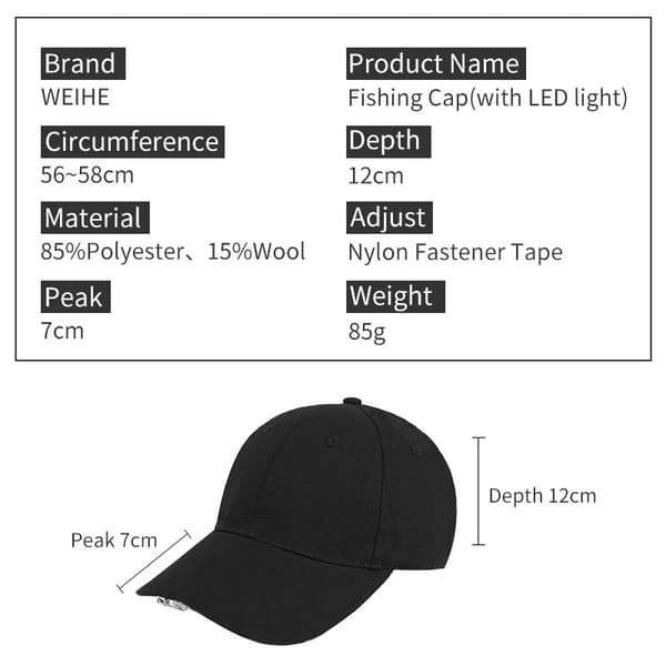 Håndfri LED-hodelykt Baseball Cap - Unisex Hodelykt Cap for Hu