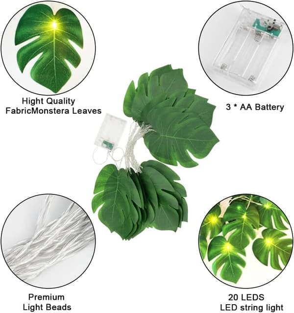 Bladformede LED-lyslenker 3 meter 20 LED-lys Hengende fe-lys med G