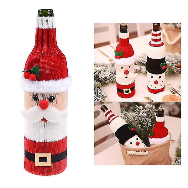 2 st Vinflaskfodral Stickad Set Kompatibel Med Jul DXGHC