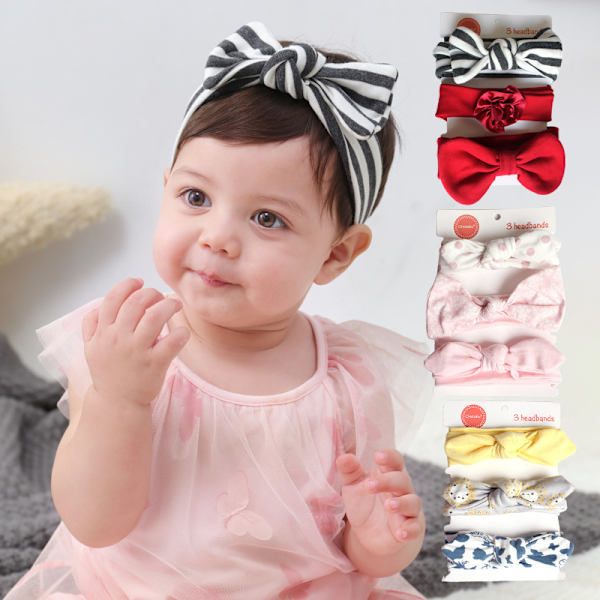 Baby Pige Cotton Bløde Pandebånd Buesløjfe Wraps Pandebånd Elastisk