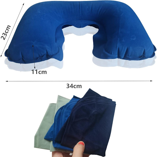 6-pak U-formet Oppustelig Rejse Nakkepude, Flocked Fabric Air