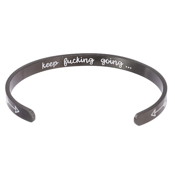 Stainless Steel Keep Going Inspirational Mantra Statment Cocktail Party Graduation Sports Bangle Bracelet（Black）