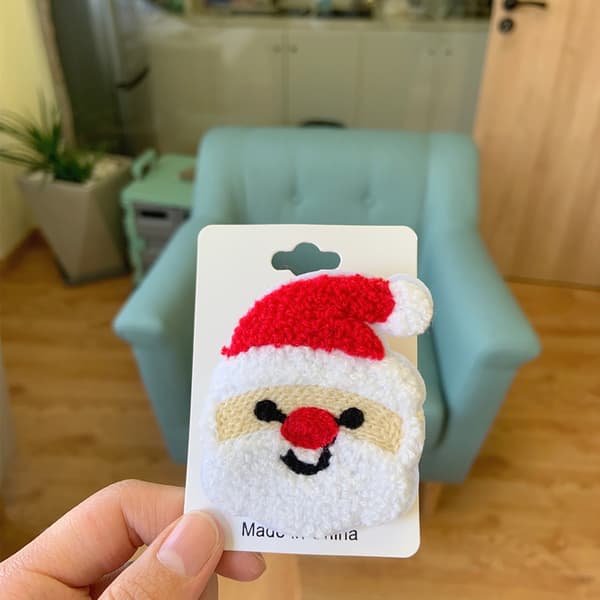 4-delad julset med broderad älg, tomte och julgran