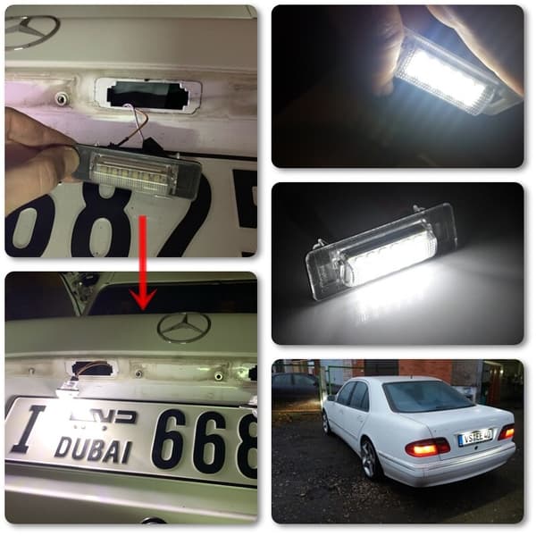 For Benz W210 E300 E320 E420 W202 4D C230 C280 C43 AMG LED Nummerplate