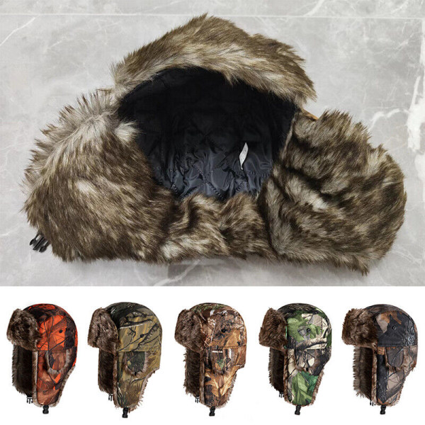 Øreklapper Trapper Bomber Aviator Russisk Tropper Pels Vinter Ski Hat