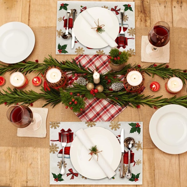 Juldekoration Bord Juldukar Set om 4 Lönnlöv Pla