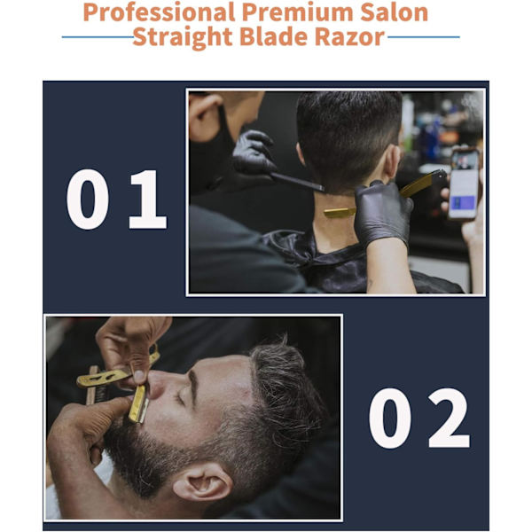 （Guld）Straight Edge Barber Razor til Skægbarbering Høj Kvalitet Foldbar