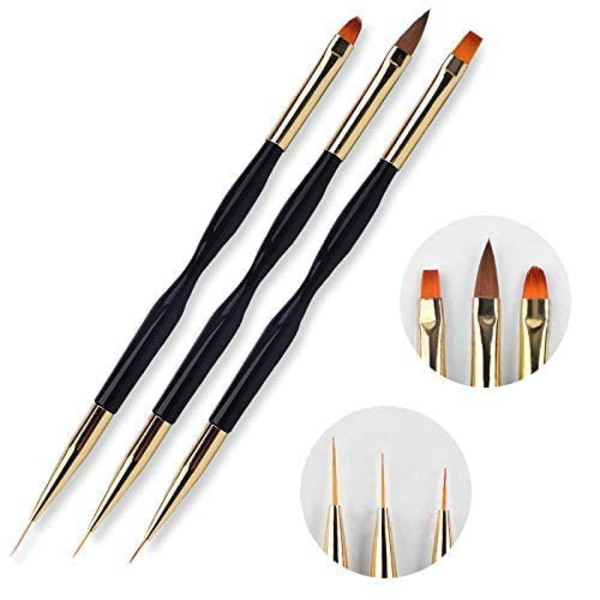 3 stk. Negletegningspen, Dobbeltsidet Neglekunstpensel Akryl R DXGHC