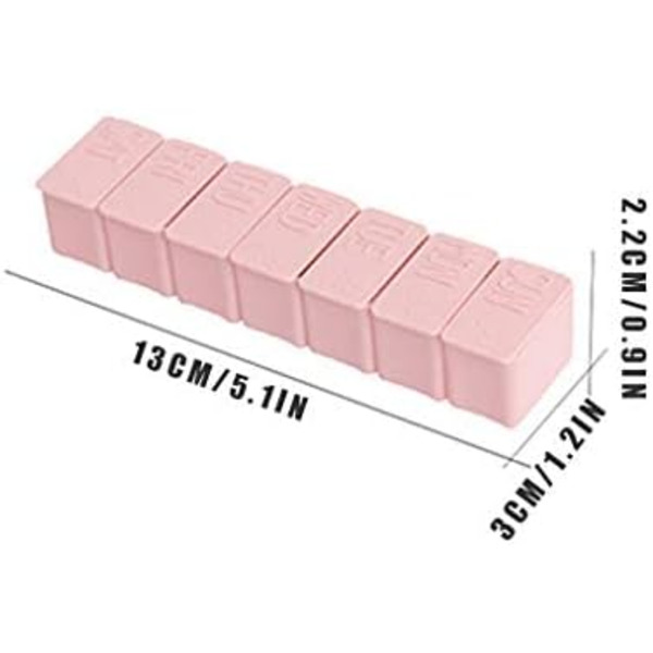 2 stk. Ugentlig Pilleboks Organizer, Bærbar 7 Dages Pilleboks, 7 Rister
