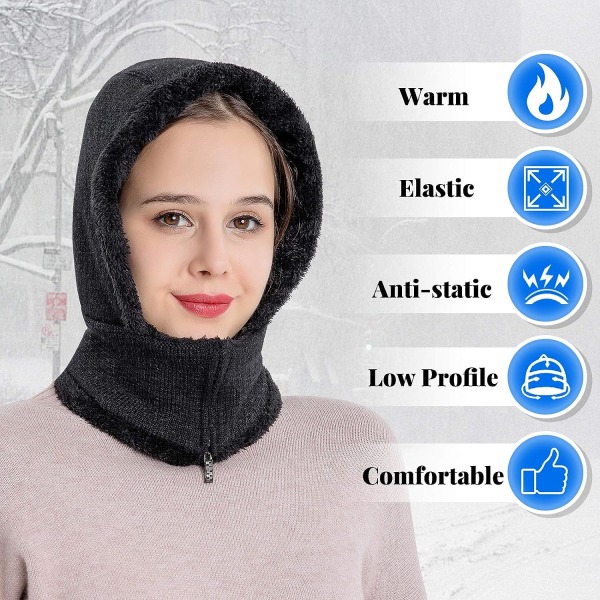 Winter Warm Balaclava Hat, Elastisk Hals Damask Beanie, Face Cover
