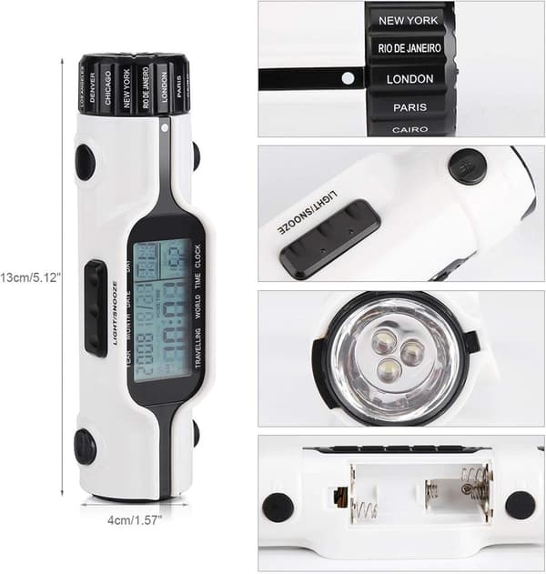 Fackla Väckarklocka, Reseväckarklocka, LED-ficklampa Digital