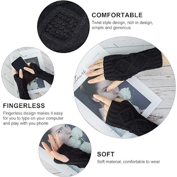 Mode 2 Par Fingerløse Handsker til Kvinder, Vintervarme Armhandsker W