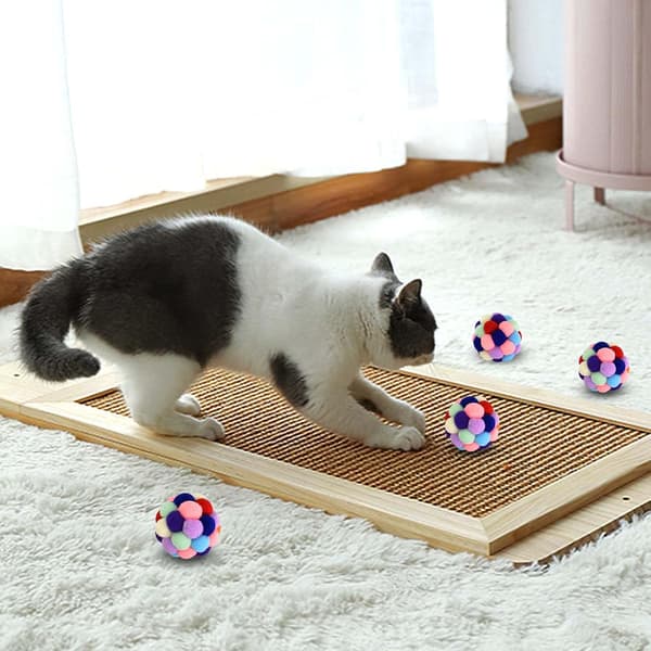 6 Bollar med Klocka för Katt, Studsande Boll för Katt, Plyschboll C