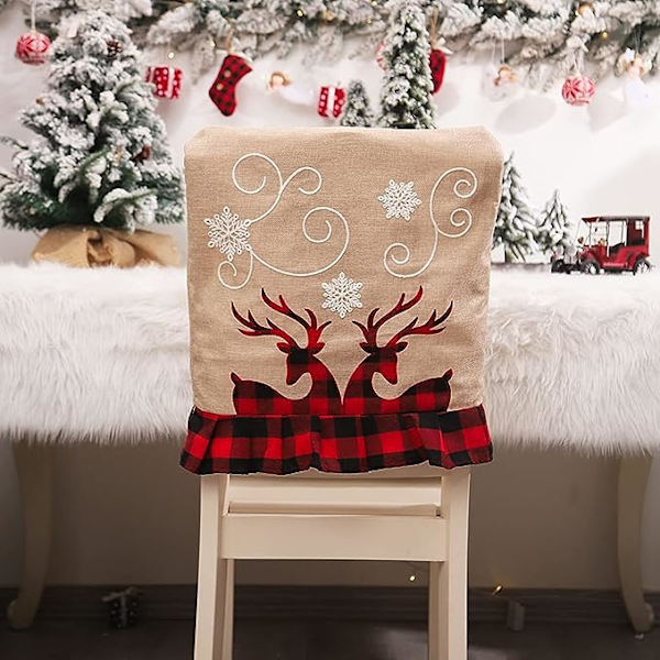 2-pack julmiddagsstolöverdrag, dubbelhjort
