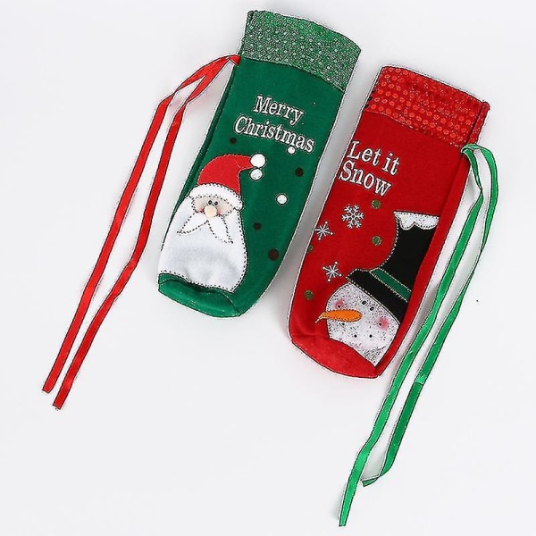 Julvinflaska presentpåsar Xmaspåsar Santa Claus Snowman DXGHC