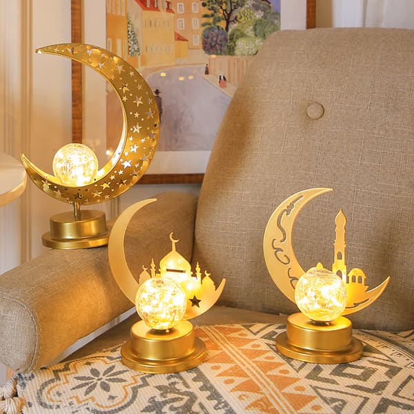 Kunst Ramadan Eid Al-Adha Varmt Lys Bordlampe Måne