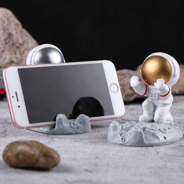 2 astronautmodell mobiltelefon tablet ställ harts lagring deco