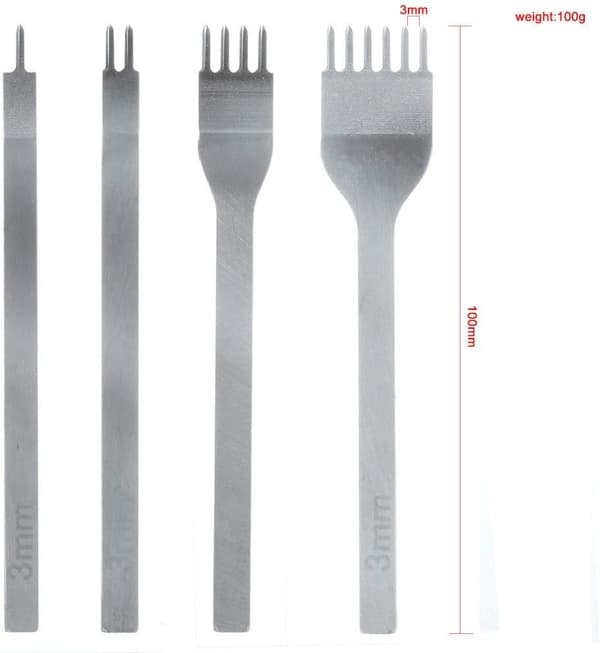 4 st Hålstansverktygssats, 3mm DIY Läderkit, Läderhantverk Pu