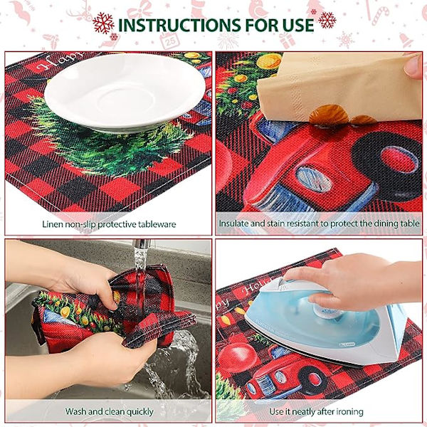 Merry Christmas Checker Farmer's Red Placemat Julbord