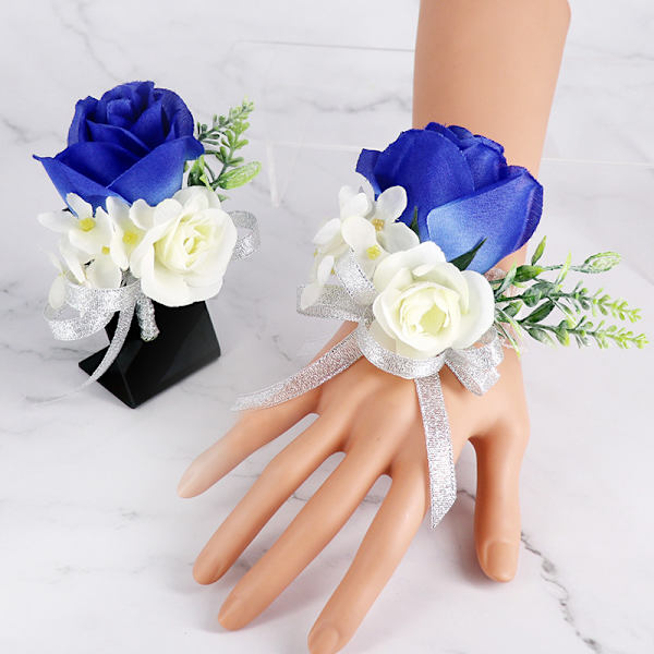 Prom Corsage og Boutonniere-sett Roseblomst Pin Wristlet for Fest (