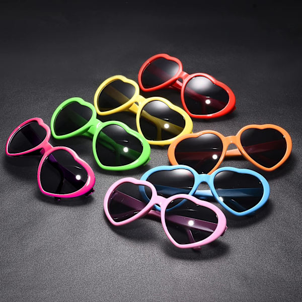 7 Pak Hot Pink Hjerte Solbriller Bulk, Sjove Søde Hjerteformede  DXGHC