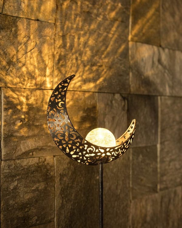 Utomhusgårdsplanterad campinglampa LED flammig måne iro