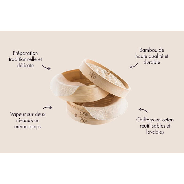 Bambusteamerkorg (Diameter 20cm) - Bambusteamer för Ris