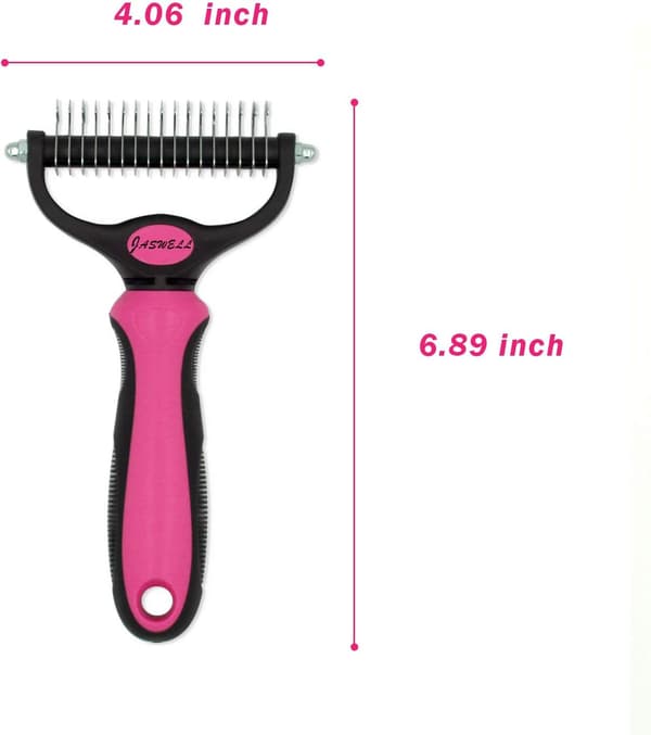 Pels Plettekam - Pink - 2-sidet Underuld Rake til Hunde & Katte - Sikker