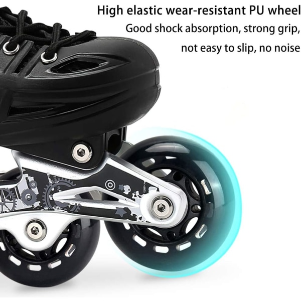 8-pack ersättningsrullskridskohjul med ABEC 7-lager, svart