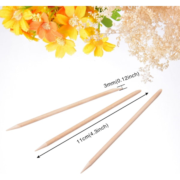 100 stykker Orange Wood Sticks Nail Cuticle Stick for Pusher Remov