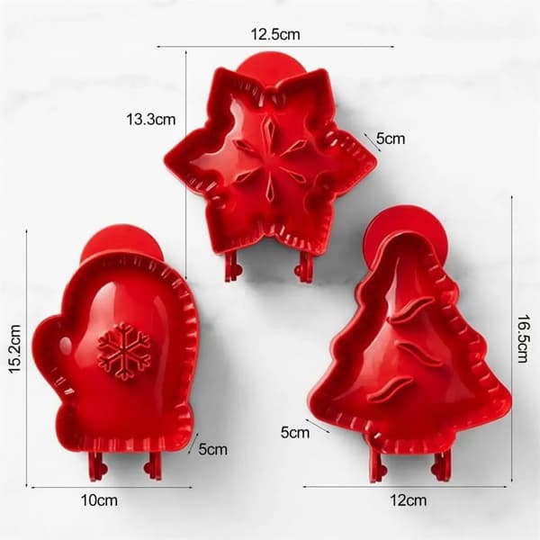 3-delt plastkakepynt julehansker eplepai form H