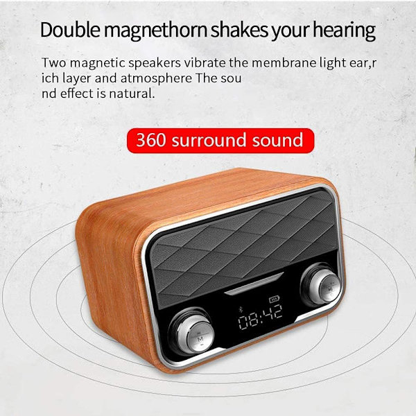 Bluetooth Retro Radio med AUX/FM, Backup Radio med Antenne, Cle