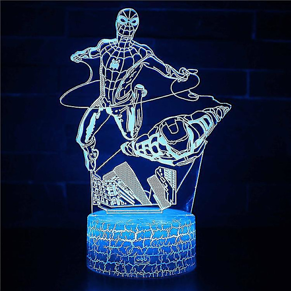 3d Touch Spiderman Lampa Nattljus 16 färger Fjärrkontroll Kid