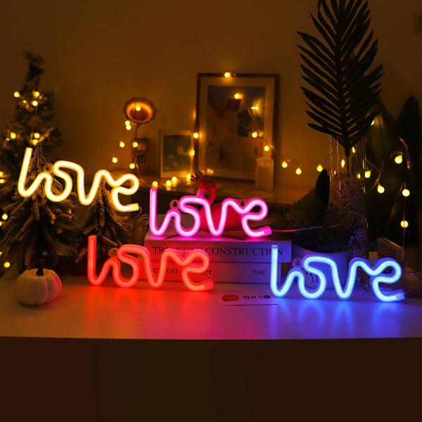 Colording Love Neon Lys Skilt Veggdekor, Batteri og USB Strøm