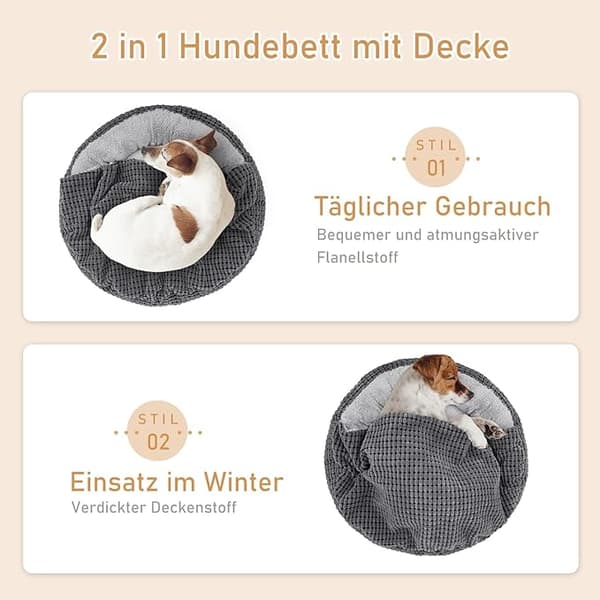 Hundebed, Lite Hundebed, Rundt Hundebed Vaskbart Fluffy Kattebed Ikke