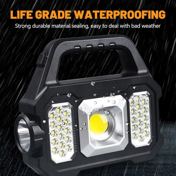 Solcelled Oppladbart Byggeplasslys, LED Byggeplass Spotlight
