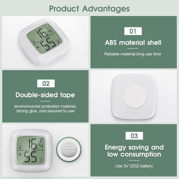 Hemtermometer 3 stycken Mini LCD Bärbar Inomhus Hygrometer DXGHC