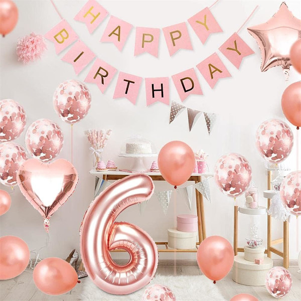 6-årsdagsflicka Ballong, Roséguld Ballong 6, Roséguld 6 År Gammal