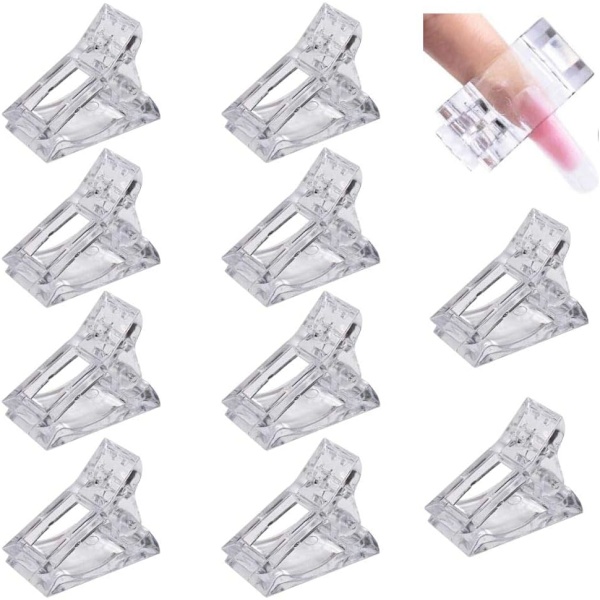 10 st nya nagelkonst kristallklämmor förlängda naglar fast form fototerapi